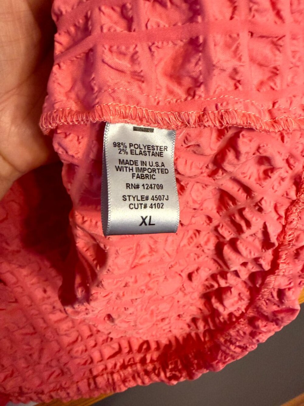 IC by Connie K XL Crinkle Puckered Cotton Jacket 1 Button Hi-lo Hem Coral NWT - Picture 6 of 9